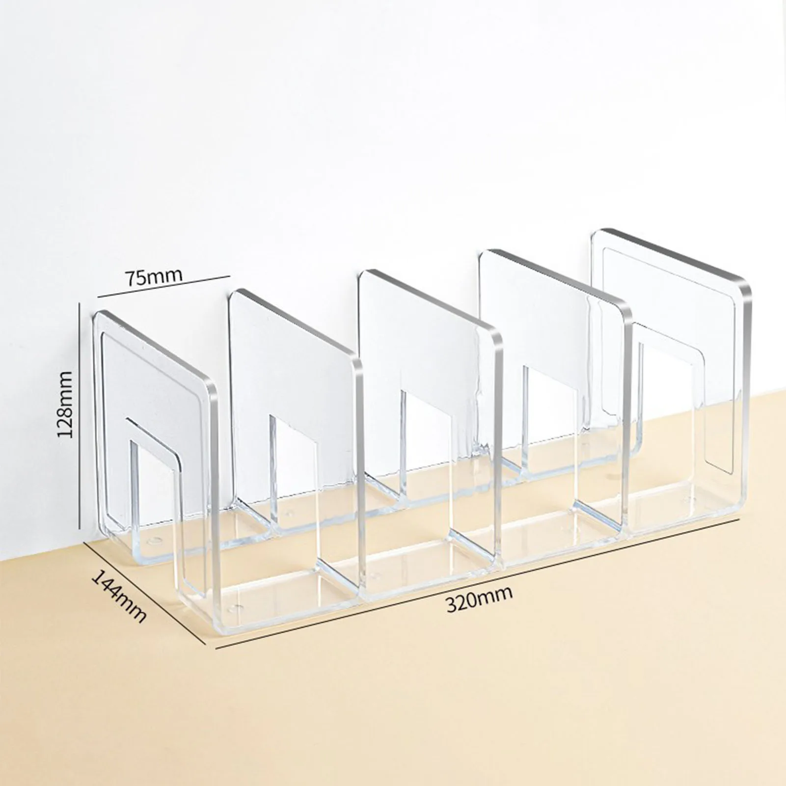 Bookends Transparent Color Simple Style 4 Compartments Acrylic Material Book Shelf Holder For Office Classroom