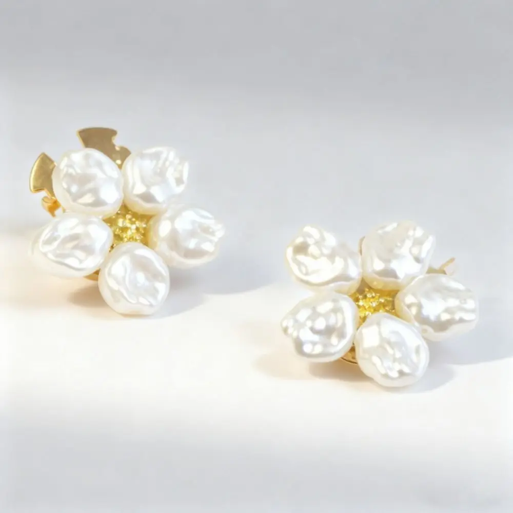 New Flower Flower Cufflinks Beads Pearl Shirt Button Clip Sewing Accessories Sewing-free Cufflinks Bling Cuff Links Evening Wear