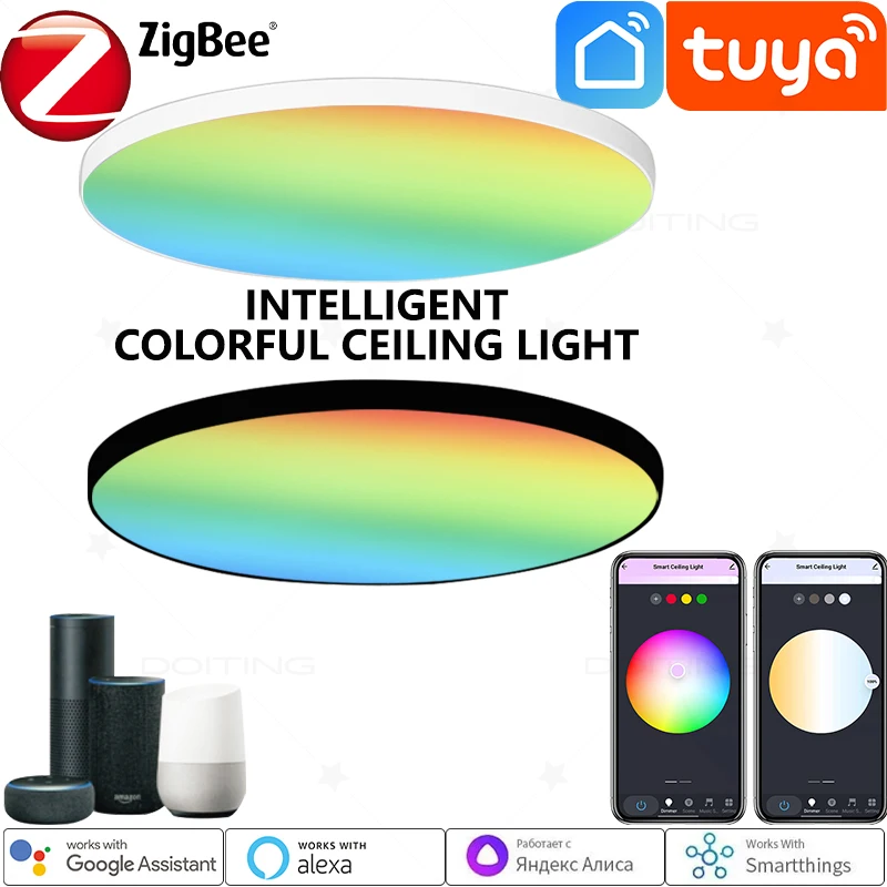 Tuya Zigbee Smart Ceiling Lights 24W Led Ceiling Lamp RGBCW Led Work With Alexa Google Home Voice Control Smart Life APP Dimming