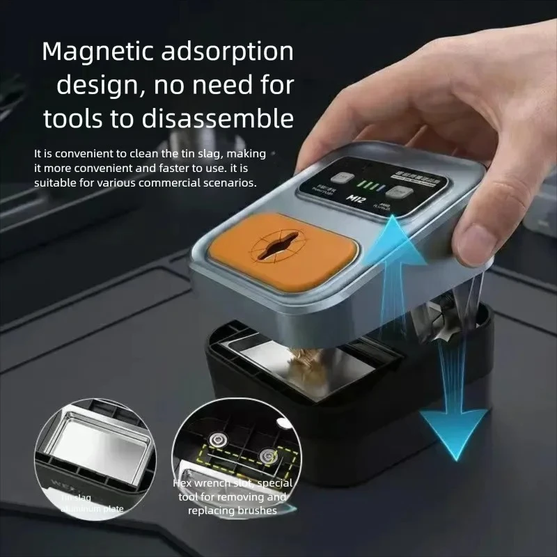 WEMON M12 Soldering Iron Tip Cleaner Intelligent Auto Manual 3 Speed Brass Brush No Water High Speed Cleaning Tools