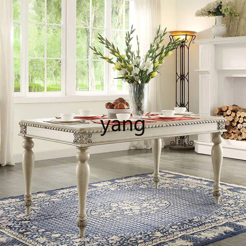 YJQ retro dining table multi-person solid wood dining table modern size apartment restaurant customization