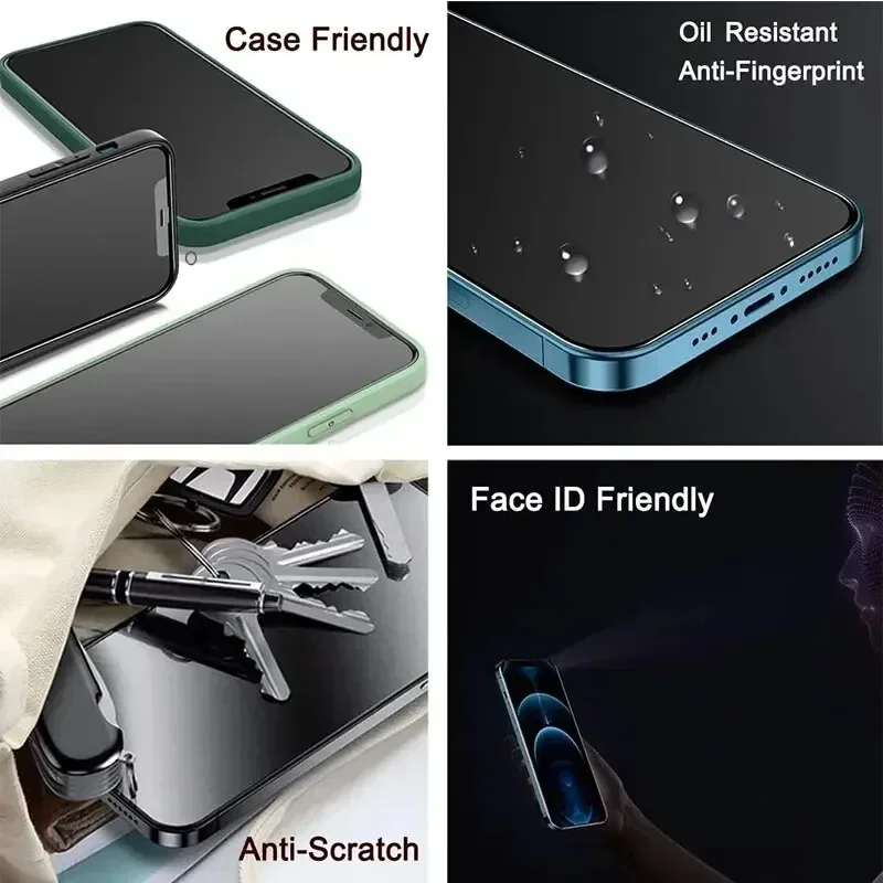 1-5 piezas Vidrio antiespía para iPhone 15 14 13 12 11 16 17 Pro Max Mini X XS XR 7 8 6 Plus, protector de pantalla de privacidad para iPhone 17 4