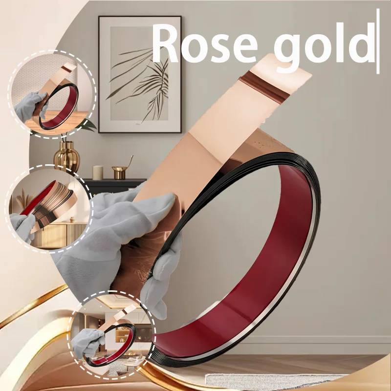 شريط حواف من الفولاذ المقاوم للصدأ ذاتي اللصق بطول 5 أمتار، مع طبقة سطحية ولاصق على الظهر، سهل التركيب