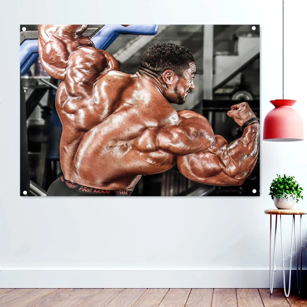 Big Muscular Bodybuilder Back Wallpaper Banner Flag Gym Wall Background Hanging Painting Sport Fitness Workout Poster Tapestry