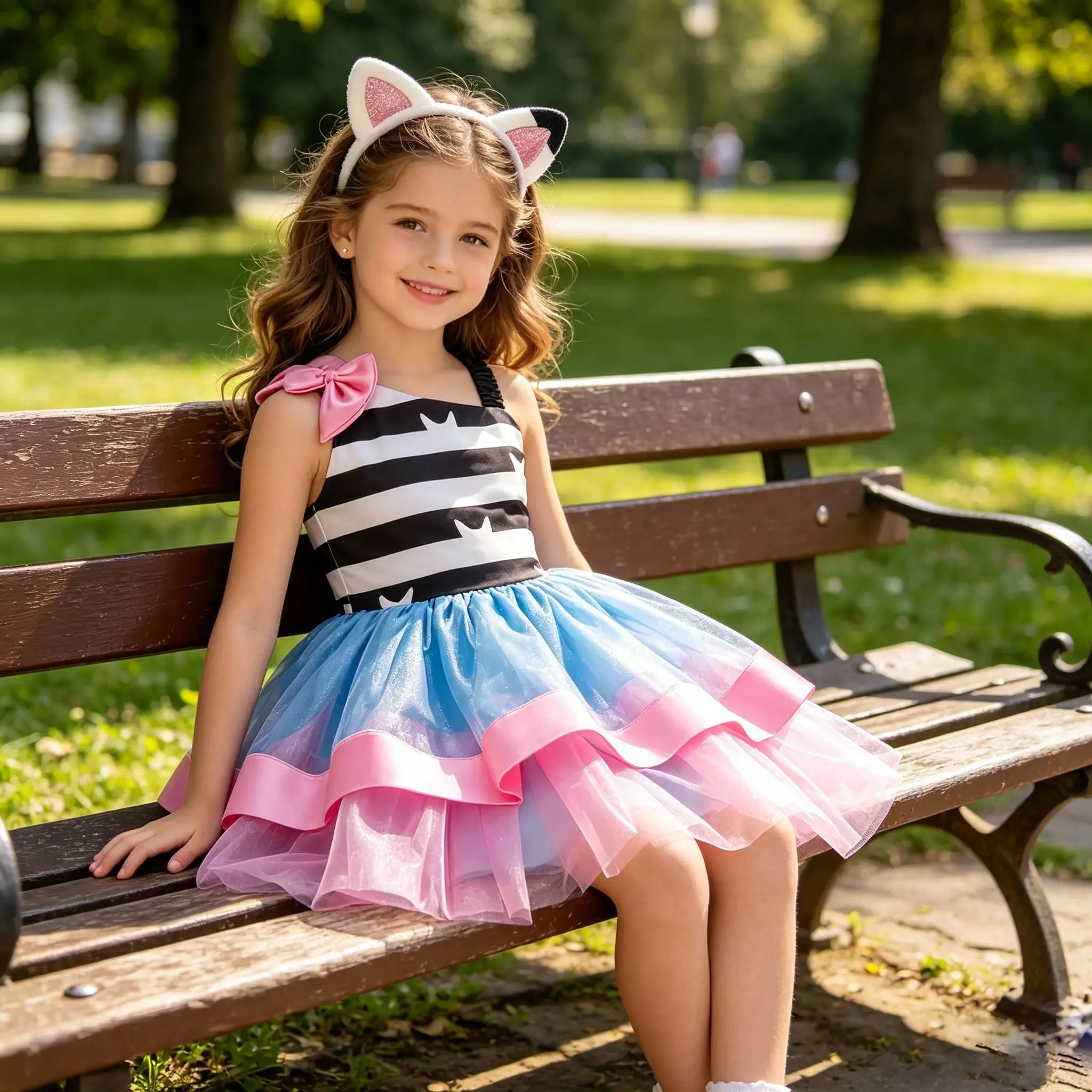Cartoon Cats Costumes Headwear Baby Girls Kitty Birthday Dresses for Kids performance Halloween Outfit Children Clothes Sets