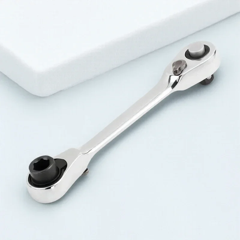 1/4 Inch Quick Change Slip Joint Wrench, Portable Double Ended Ratchet Wrench, High Hardness Anti-rust Anti-breakage Hand Tool