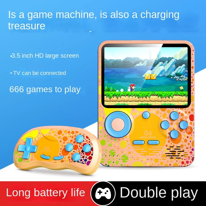 Handheld Game Console G6 Macaron Power Bank PSP Retro 3.5-Inch Color Screen