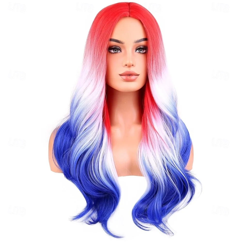 HAIRJOY Synthetic Hair Colorful Wigs Long Curly Wavy Wig for Girls Kids Rainbow Wig Colored  Cosplay Party Carnival Halloween