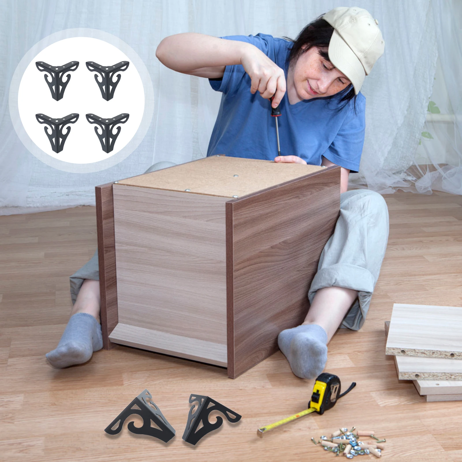 

4 Pcs Metal Furniture Legs Durable Safe Strong Bearing Capacity Practical Stable DIY Home Table Sofa Cabinet Wardrobe Bedside