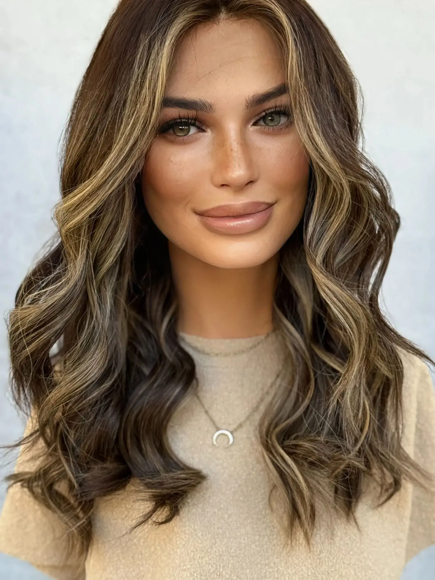 20 Inches Women's Wig 180% Density Ombre Dark Brown Highlights Synthetic Lace Front Wig Loose Wave Original Factory Cheap Wigs
