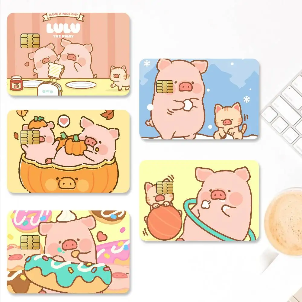 ملصقات بطاقات الائتمان الكرتونية لولو ذا بيجي لحافلة البنك مترو 4 قطع غطاء فيلم هدية