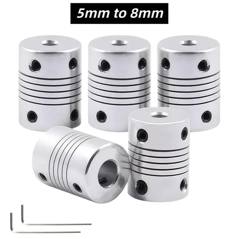 Flexible Coupling 5mm to 8mm, Aluminum Alloy Shaft Coupler Connector for NEMA 17 Stepper Motor,for 3D Printer RepRap CNC Machine