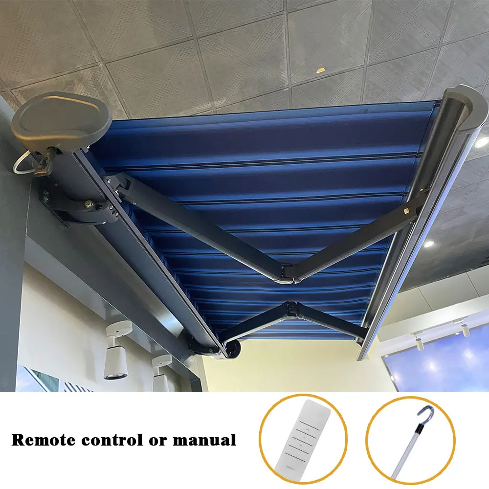 Outdoor Awning Waterproof Fabric Shop Front Assembly Arms Smart Motorized Awning Shade Sunshade Awning Retractable Outdoor