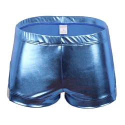 Fashion Men's Boxers Patent Faux Leather PU Underwear Panties Boxer Shorts Clubwear Lingerie
