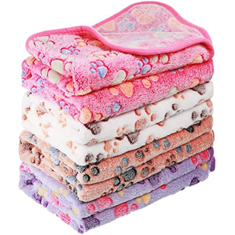 

4 Pack Fleece Dog Blankets for Puppy Cats Multi-Size Sleep Mat for Pet Guinea Pig Soft Washable Warm Crate Bed Puppy Teething T