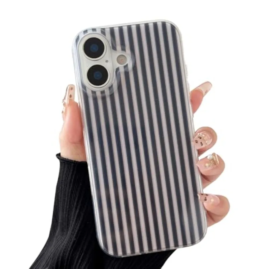 

Compatible with iPhone 17 Case, Fashion Cute Striped Aesthetic Design for Women, Soft TPU Shockproof Phone Case for iPhone 17 6