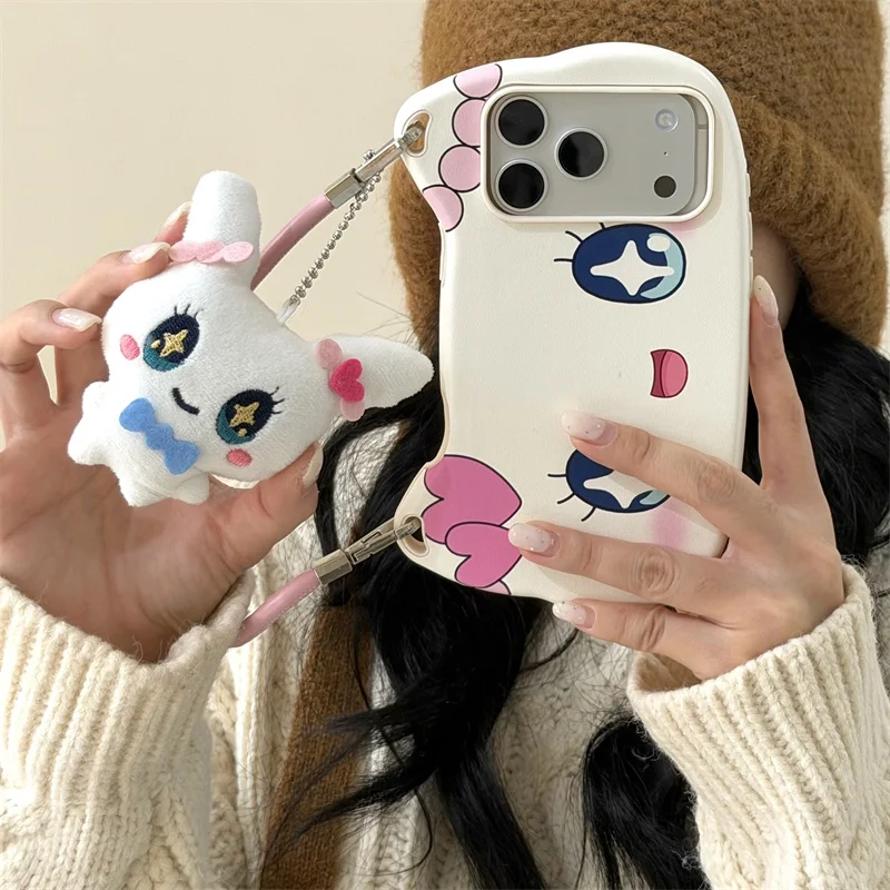 

Чехол для телефона Kawaii с мультяшным кроликом для iPhone 17 Pro 16 15 14 Pro Max, чехол с веревкой для рук, силиконовые противоударные милые чехлы Funda
