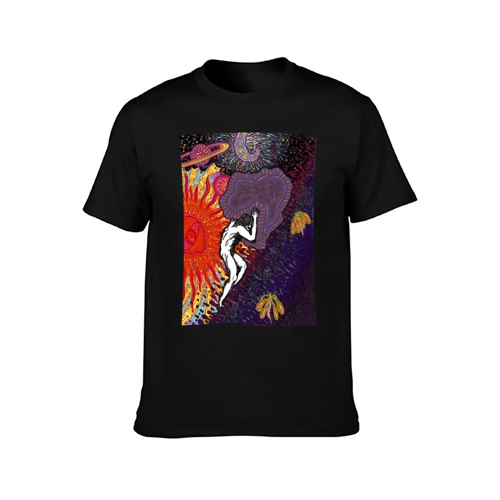 PSYCHEDELIC TRIPPY HORROR VACUI MYTH OF SISYPHUS - full colour T-Shirt Mechanic Work Tee Shirt T-Shirt