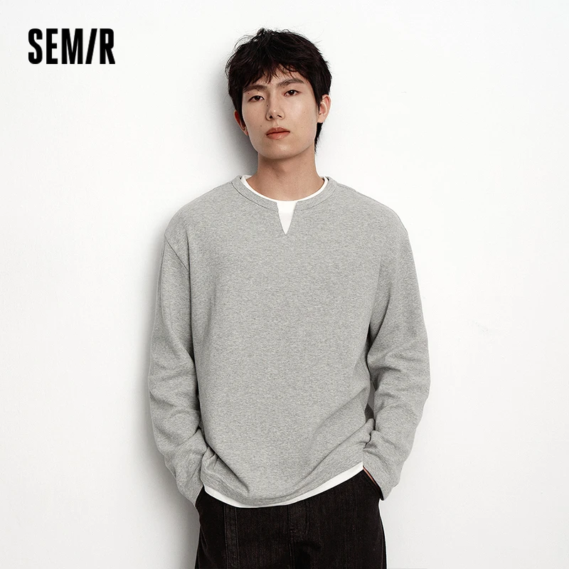 

Мужская футболка Semir с длинным рукавом, многослойный вид с цветными блоками, вафельная текстура, свободный топ, осень 2024, повседневная уличная одежда