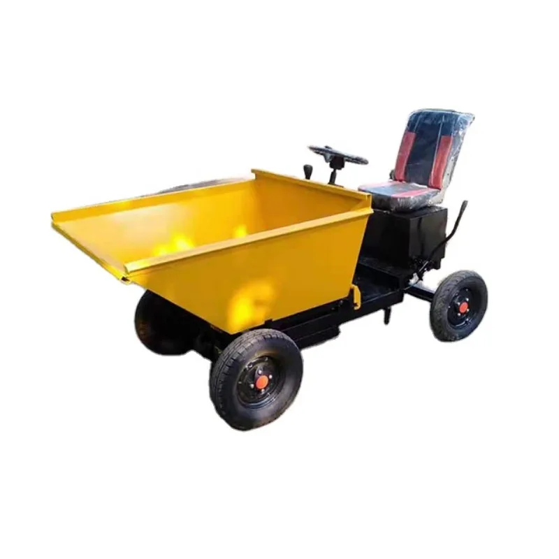 Construction site mortar transport pull ash trolley electric four-wheel transport dump truck electric loading unloading truck