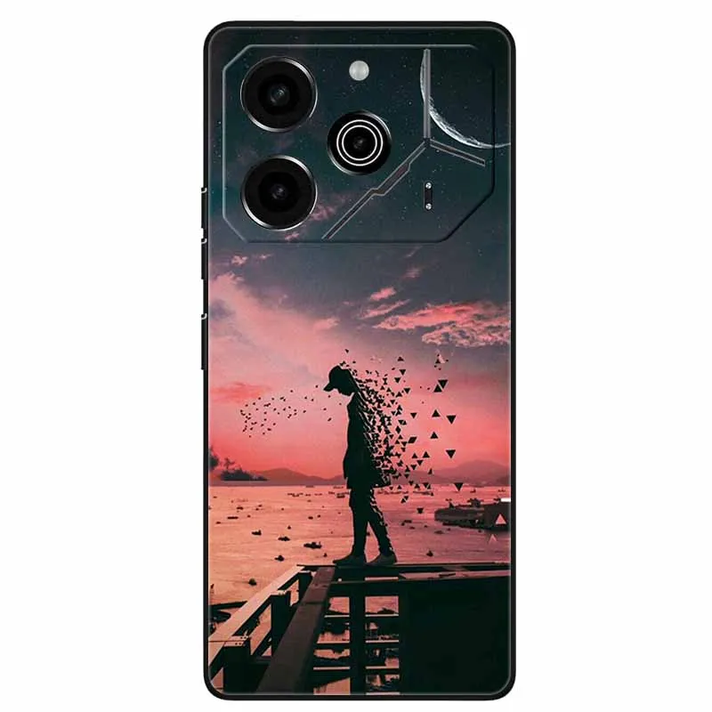 حافظة لهاتف Tecno Pova 6 Pro مطلية بالحيوانات غطاء سيليكون ناعم من مادة البولي يوريثان الحراري لهاتف Tecno Pova 6 Pro 5G قذائف واقية على Pova 6Pro Li9 Wolf