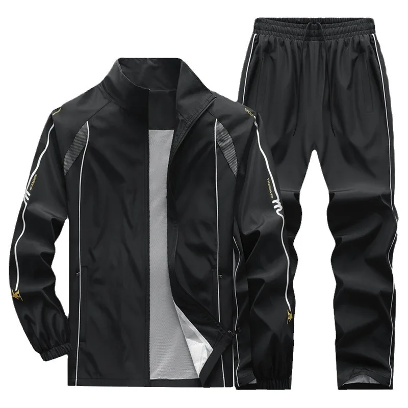 New Men Sportswear Suit Fashion Tracksuit Male Casual Sports Sets 2PC Jacket + Pants Spring Autumn Running Clothing Asian Size