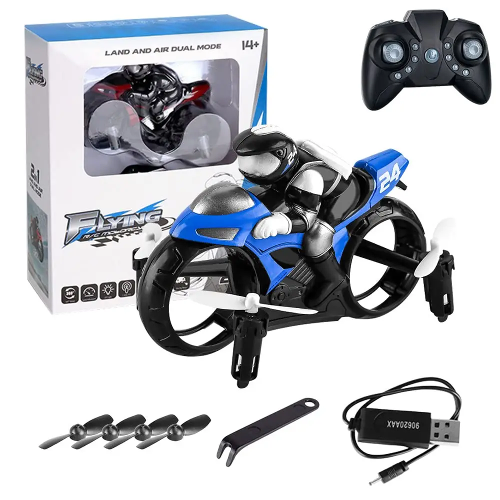 

Magic RC Fly Motorbike 2.4GHz Remote Control Motorcycle Toy Mini Flying Motorcycle with Light 2 in1 Land Air Motorcycle Aircraft