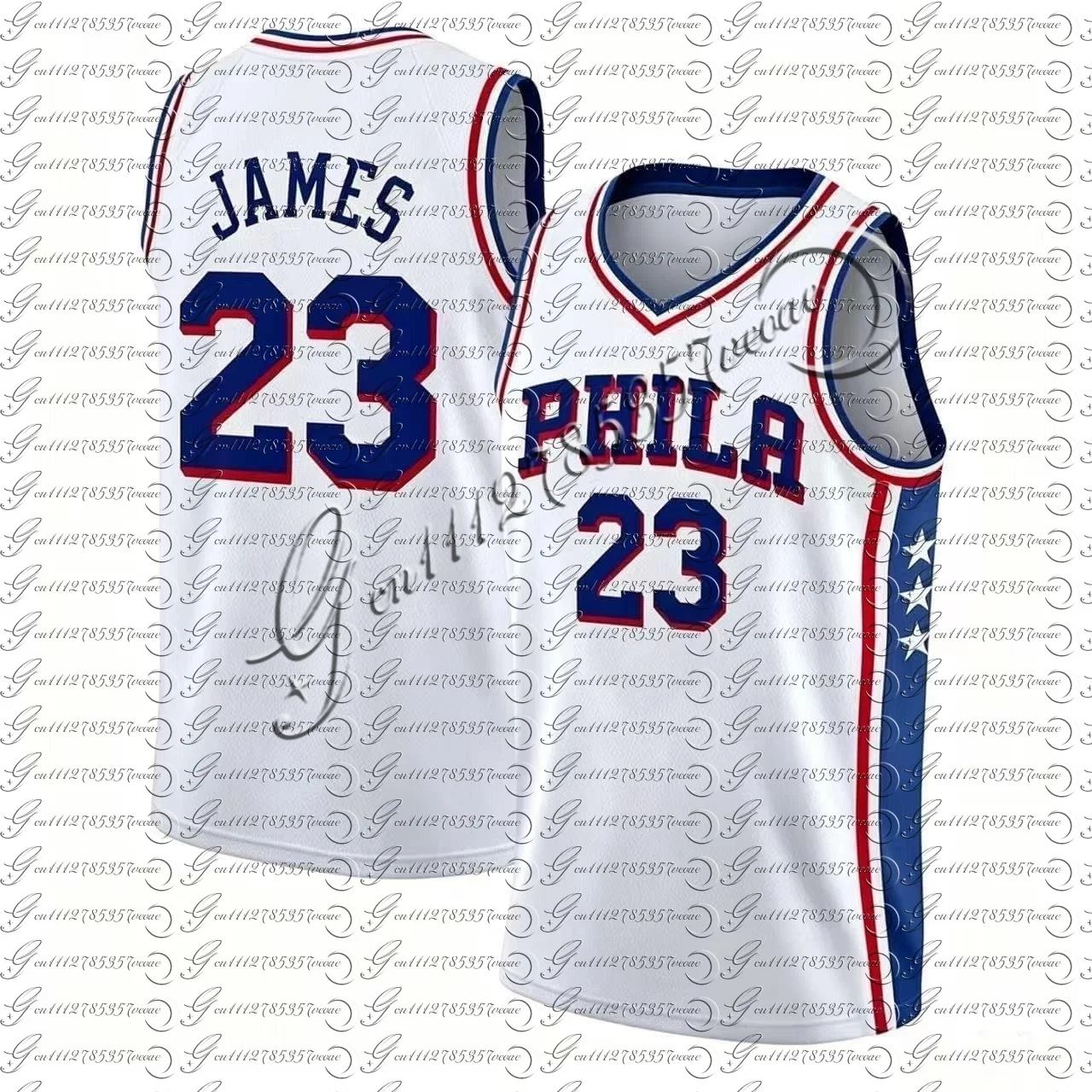 Herren PHILA Basketballtrikot Ärmellos Vintage Shirts Atmungsaktive Sportbekleidung Fan Match Trainingsweste FamilyMatching – Detail 4