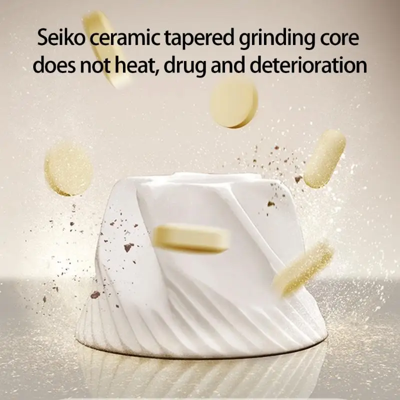 Fine Pills Powder Grinder With Builts In Cleaning Brush Water Cup Organizers For Safe And Convenient Use 55KF