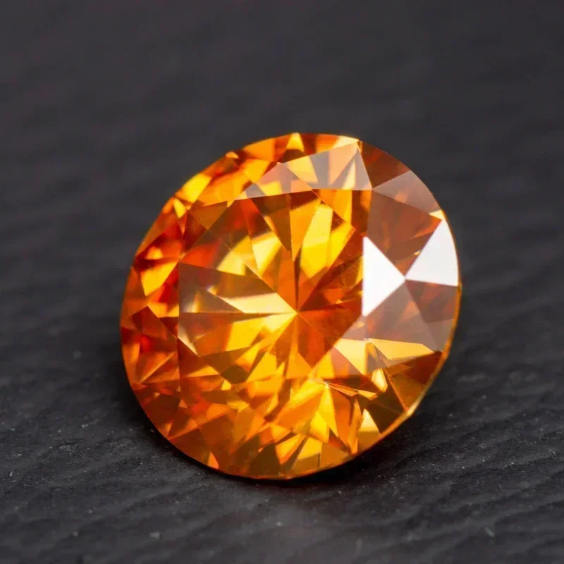 Moissanite Orange Colored Round Cut VVS1 Passed Diamond Tested Gemstone Loose Stone  Jewelry Making Wholesale with GRA