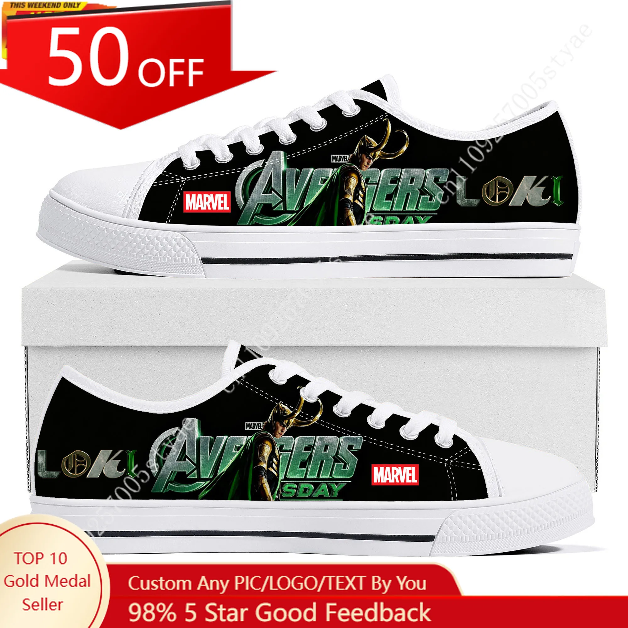 

Легкие кеды Marvel Loki с низким верхом, мужские и женские, повседневные, из канваса, на заказ