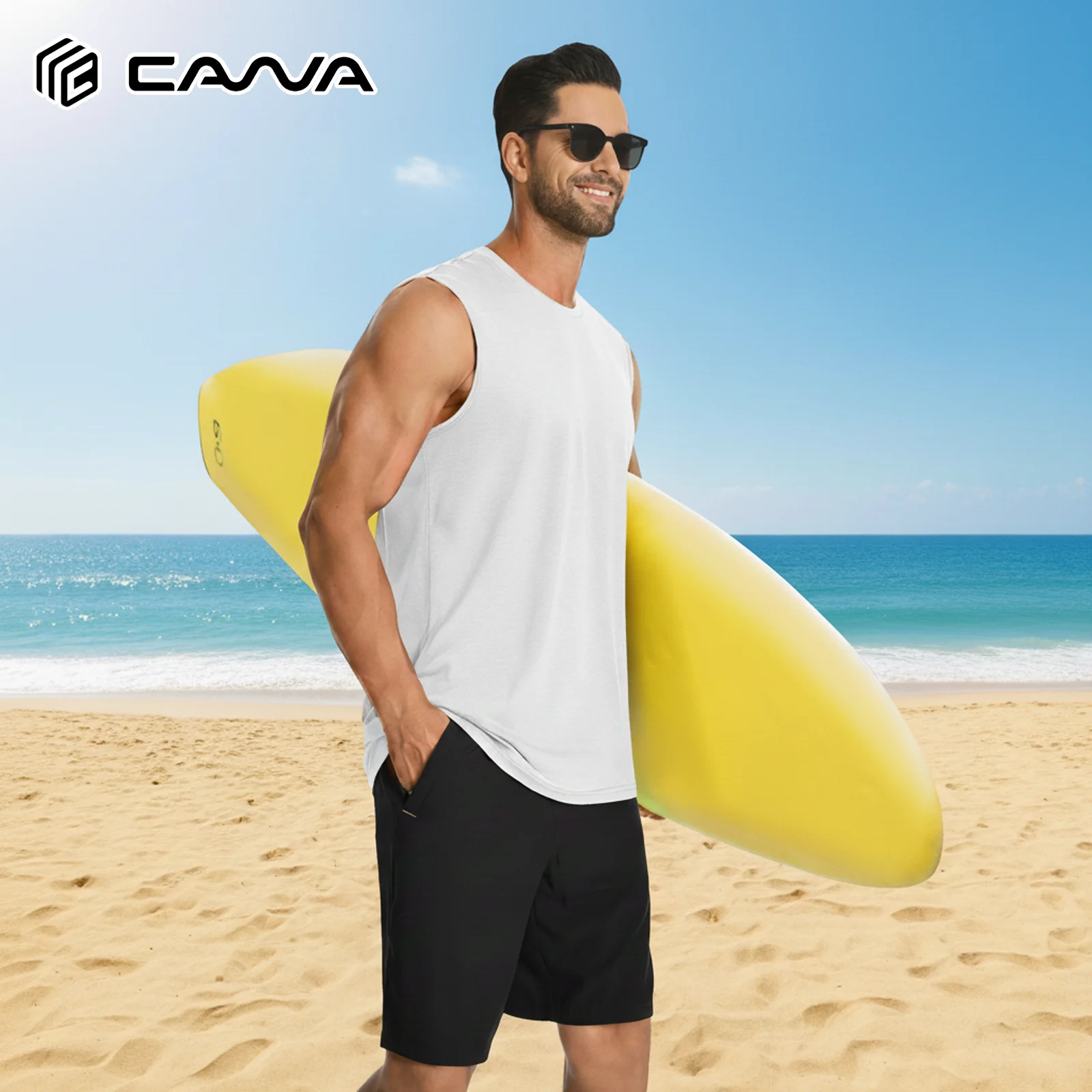 Herren-Tanktop aus Baumwolle mit UPF 50+, leichtes, ärmelloses Muskelshirt, lässiges, kühlendes T-Shirt für Fitnessstudio, Training, Strand und Outdoor-Aktivitäten