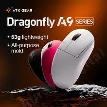 ATK Dragonfly A9 Ultra Wireless E-sports Gaming Mouse Ultra-leve Tri-mode Dual 8K Ratos ergonômicos A9 Plus PAW3395/3950