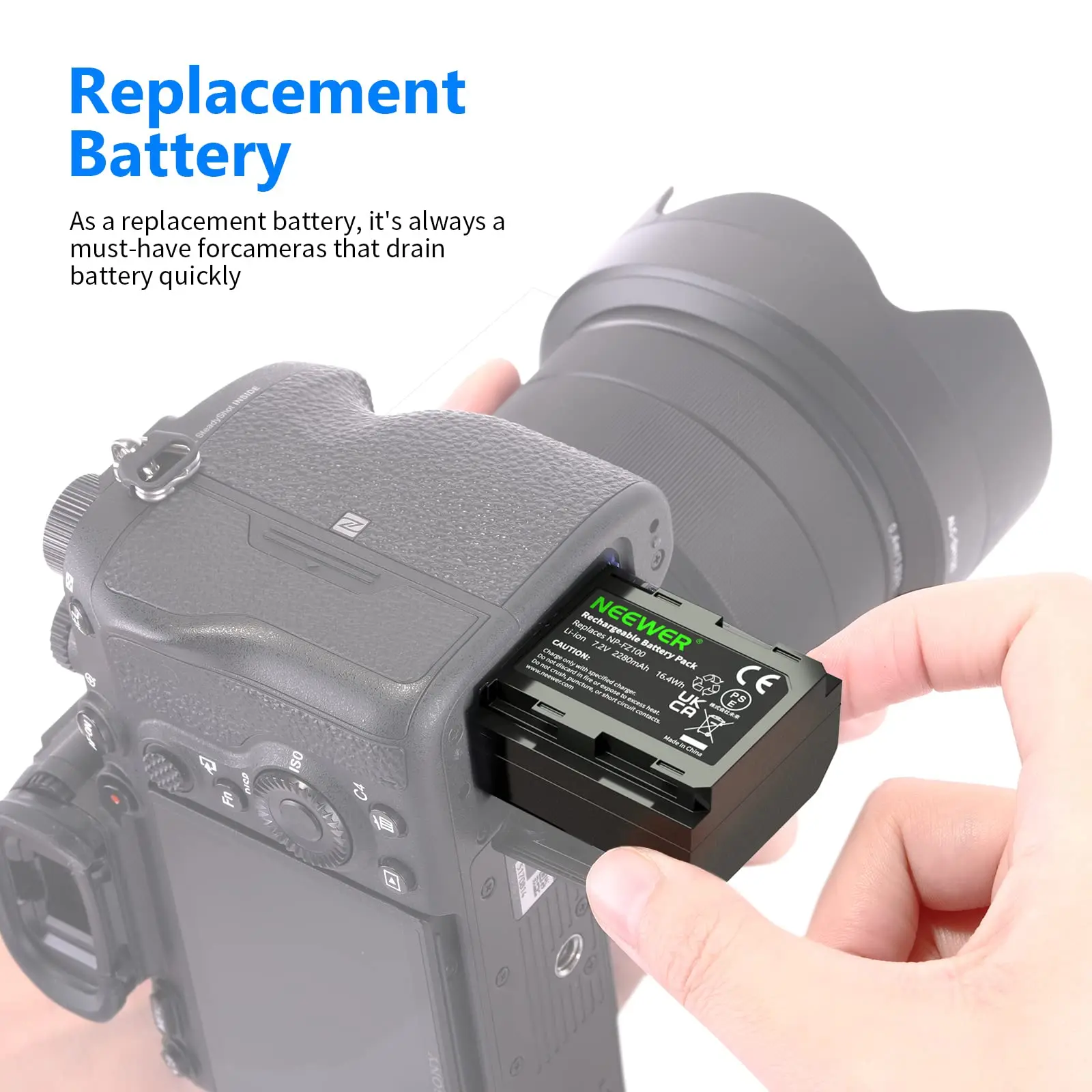 NEEWER Camera Battery Rechargeable Li-ion Battery 2280mAh NEEWER NP-FZ100 Replacement Battery