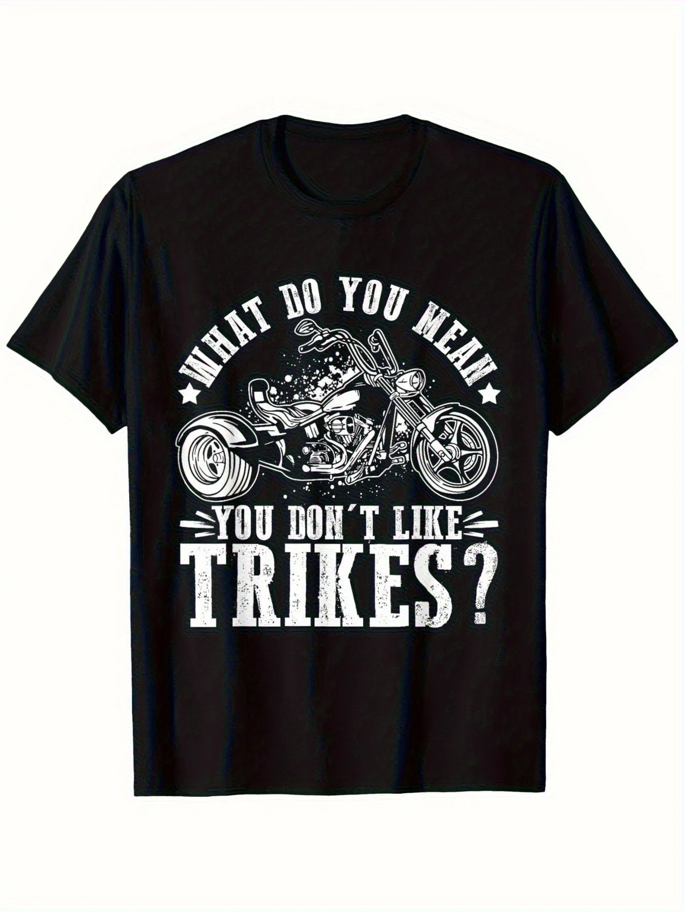 Men's And Women's Trike Motorcycle T-Shirt, Are You Serious That You Don'T Like Trikes? Graphic, Black Casual Short Sleeve Tee, Ideal for Motorcycle Lovers, Valentine's Day Special Edition,  Size S-2XL, Gifts for Motorcycle Fans