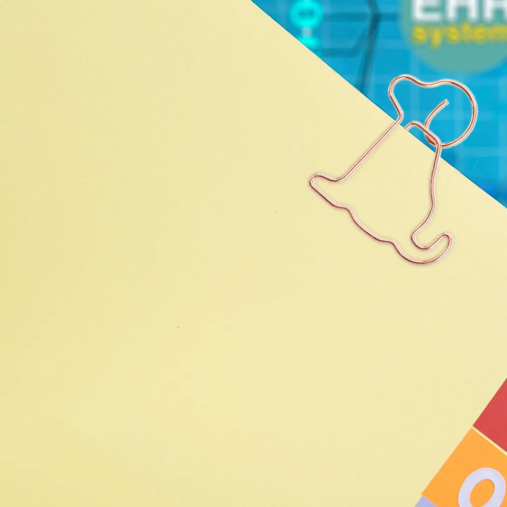 50Pcs Rose Gold Puppy Shaped Paper Clips Cute Metal Cartoon Dog Paperclip for Study Work Organization Bookmark Memo Photo Holder