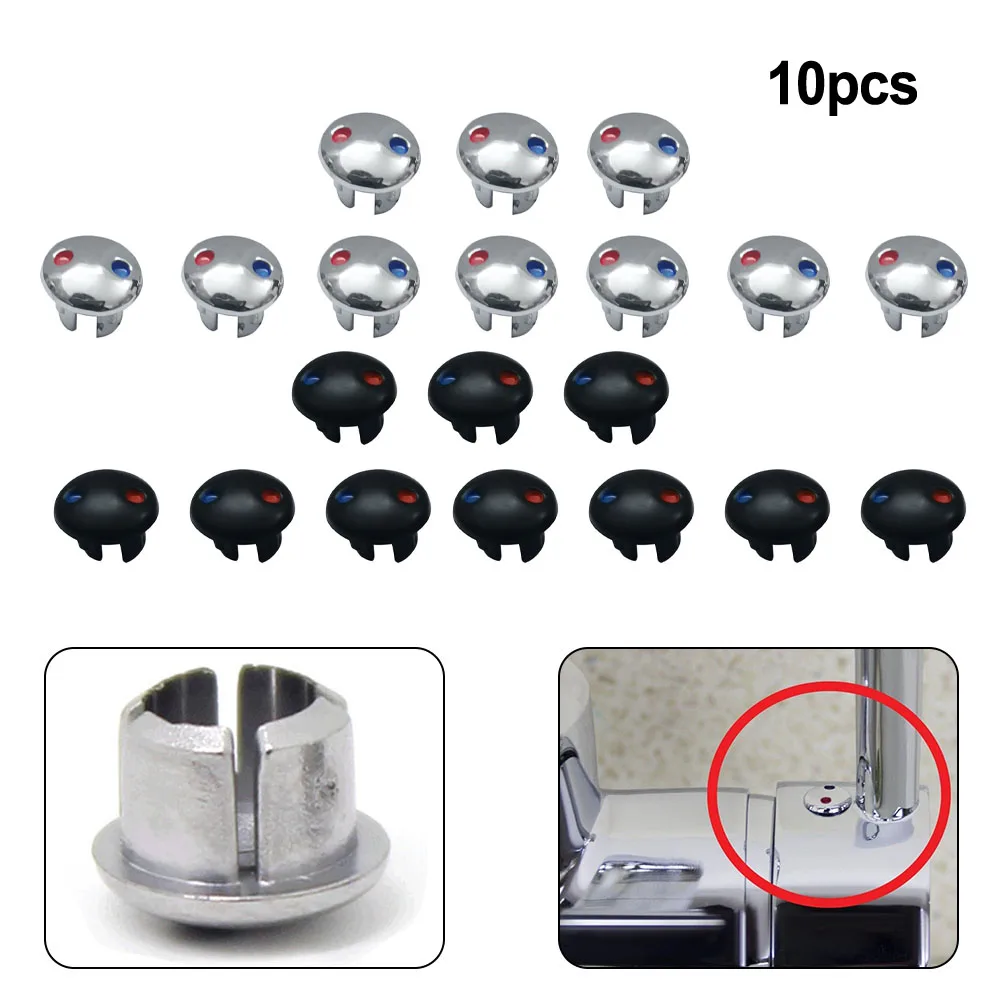 10pcs Water Tap Plastic Decoration Cover Hot And Cold Water Sign With Red And Blue Label  Faucet Handle Cover Switch Cap