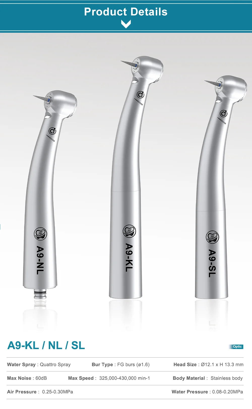 AI DENTAL Aiko Serie Luftturbine-Upgrade-Lager Superoir-Konvertierungsrate Leistungsstärker Konzentrizität Hochgeschwindigkeitshandstück Neu – Detail 3