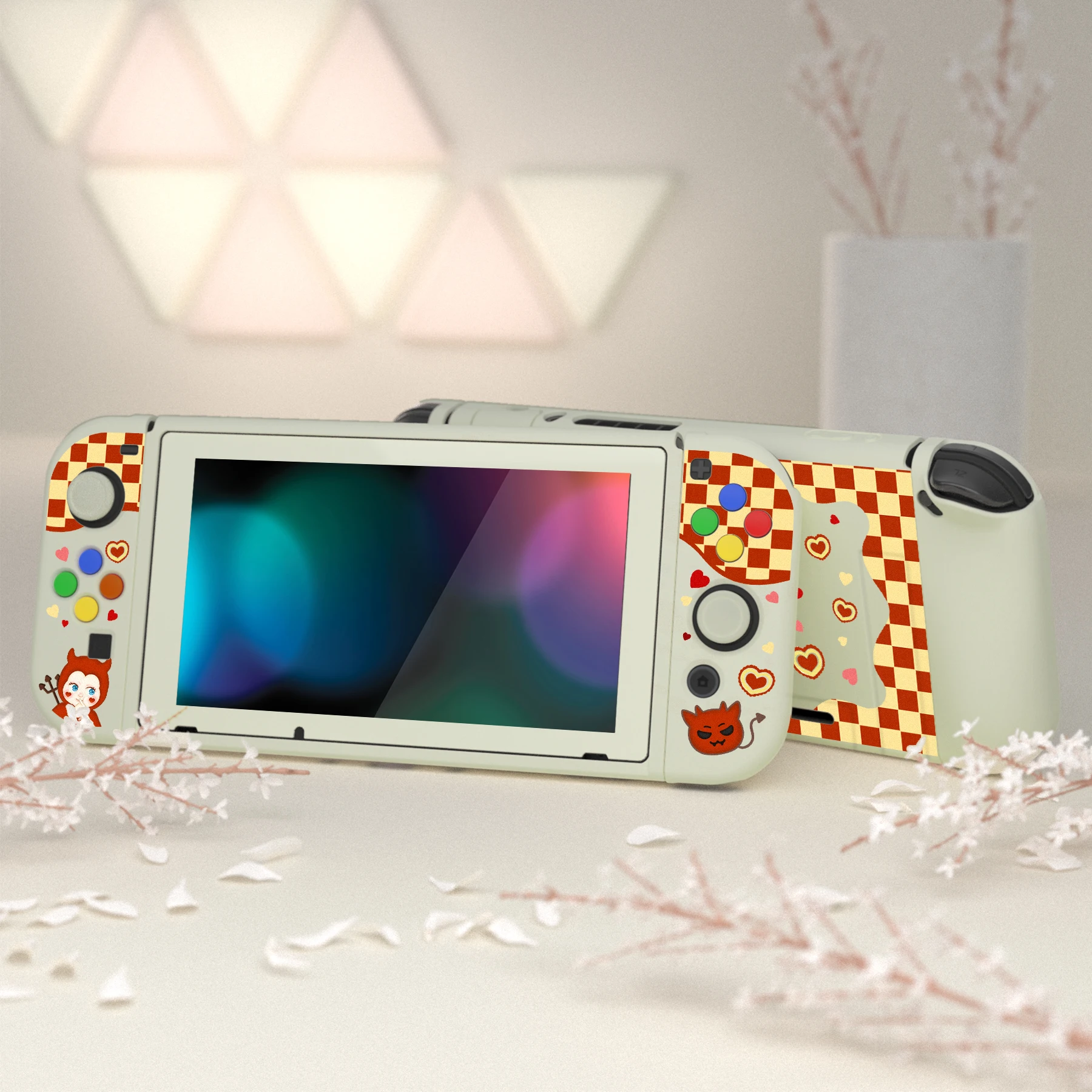 PlayVital ZealProtect miękkie etui ochronne na przełącznik NS z nakładki na przyciski i przyciski kierunkowe i osłony ekranu Little Devils