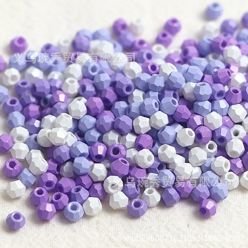 4mm Fire Grinding Bead Oil Painting Solid Color Cut Surface Scattered Bead Handmade DIY Bracelet Necklace Accessories 10g