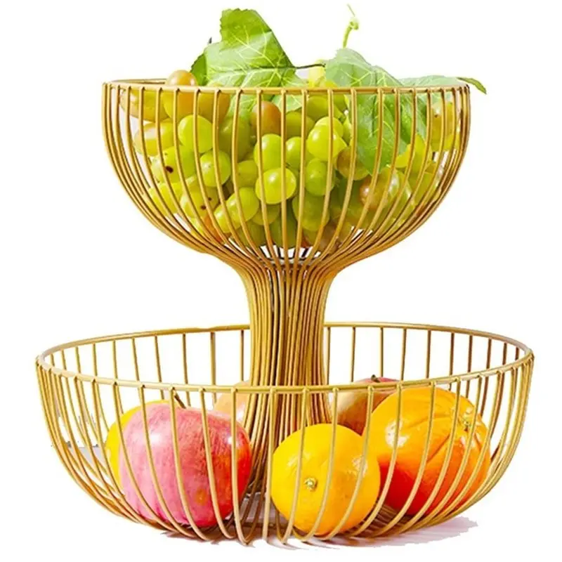 

【ЭЛЕКТРОННЫЕ АКСЕССУАРЫ】Корзина для фруктов на кухонную столешницу, 2-уровневая, большой вместимости, для хранения овощей, закусок и брецелей.