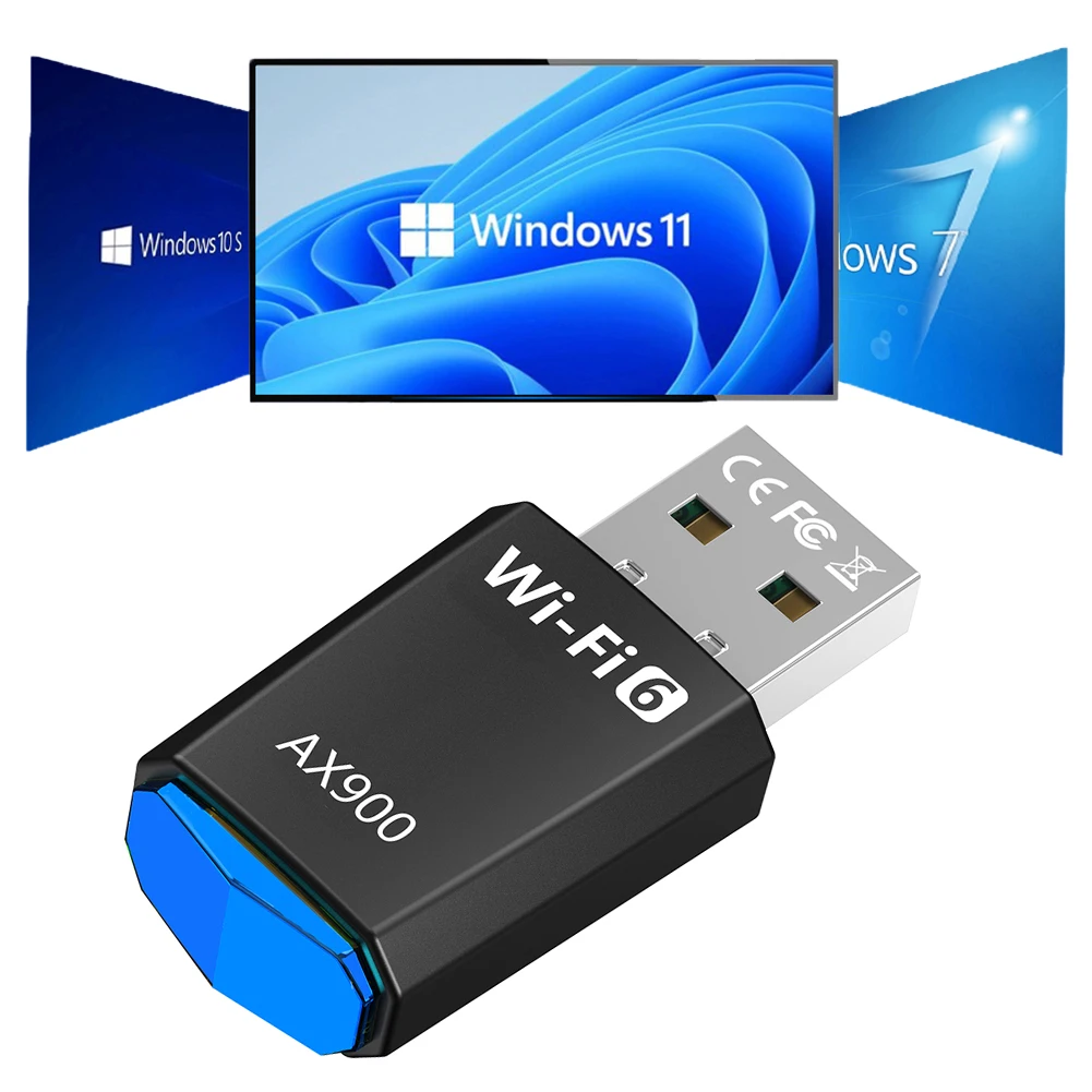 AX900 WiFi6 Smart Network Card Dual-Band Driver-Free Wireless Network Card 2.4G&5GHz WiFi Adaptador for Laptop Windows 7 10 11