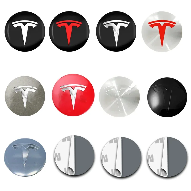 4Pcs 56mm Car Wheel Center Hub Caps Badge Sticker Emblem Decals Accessories For Tesla Model 3 Model Y S Auto Styling Decorates