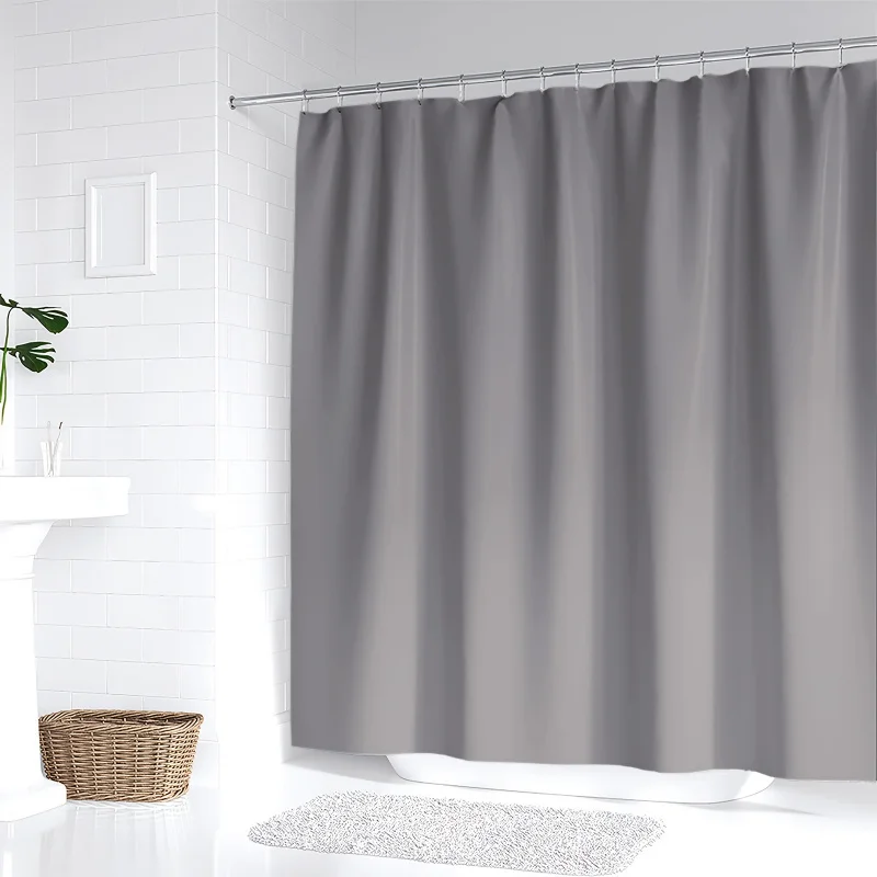 YWJHUI Fashion Shower Curtain, 1pc Foggy Gray Solid Color, Digital Print, Polyester, Woven Knit, Machine Washable, Water-resista