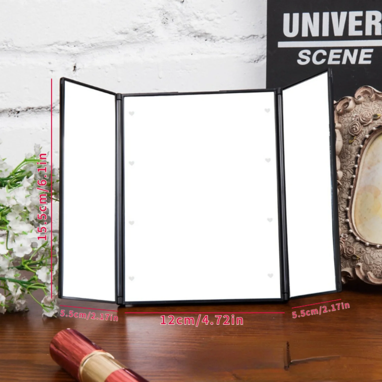 ポータブル LED ライト化粧鏡バニティライトコンパクトメイクアップポケットミラー、家庭用バニティ化粧品ハンド折りたたみ LED ミラー