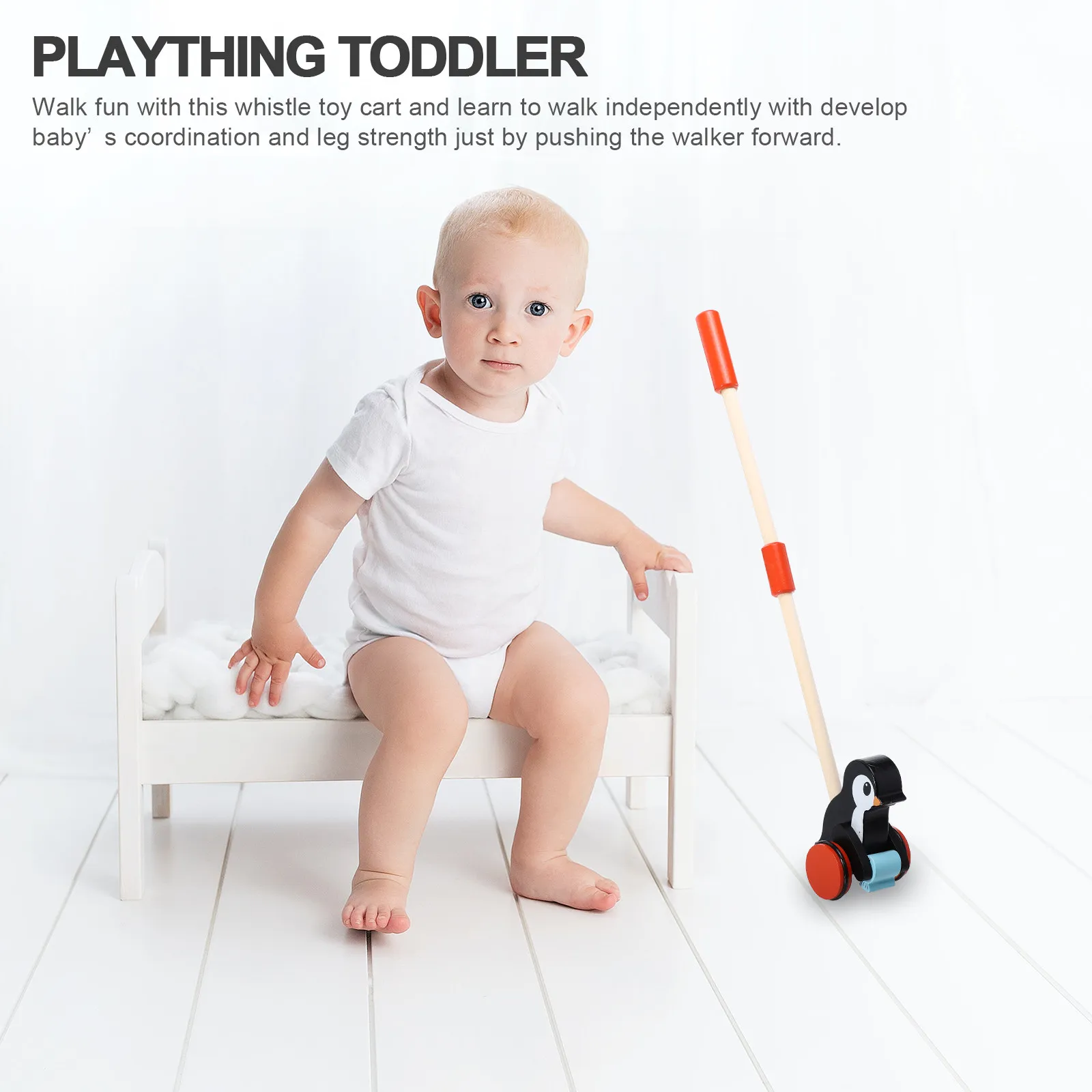 รถหัดเดินเด็กแบบผลักและดึง ลายการ์ตูน ของเล่นเด็กเล็ก รถหัดเดิน รถเข็นฝึกเดิน ช่วยฝึกการทรงตัว