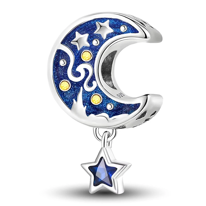 925 Sterling Silver Snow Mountain Scenery Starry Sky Charms Beads Fit Original Bracelet Bangle High Quality DIY Jewelry 5