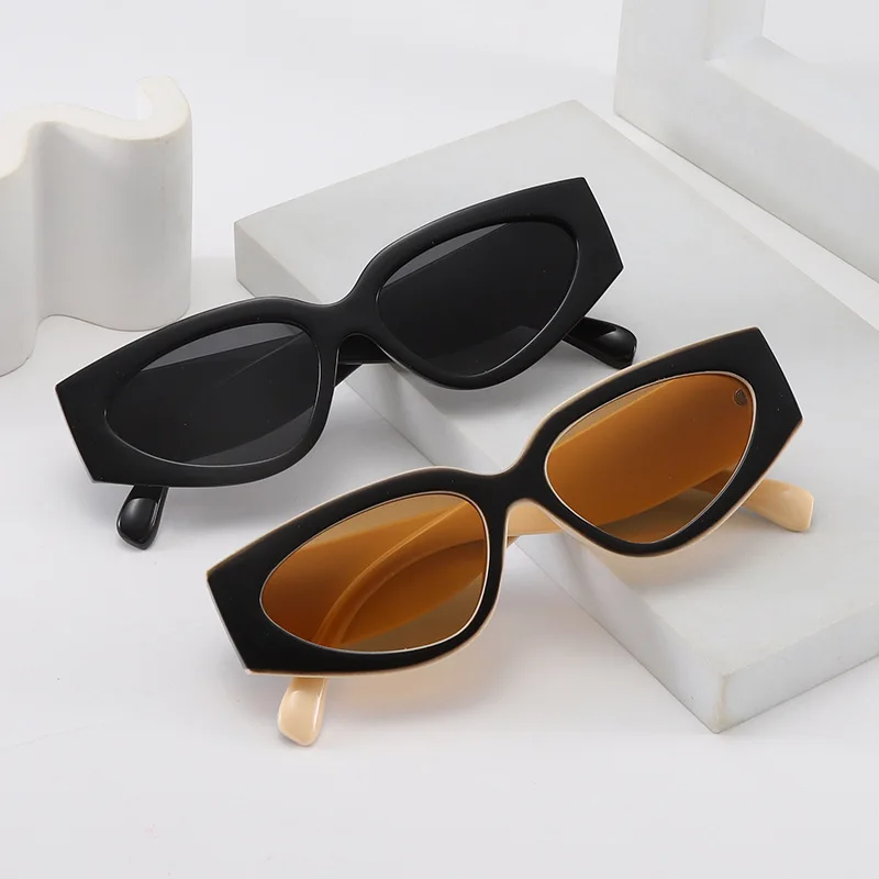 

vintage patchwork small cat eye sunglasses fwomen new fashion black white gradient sun glasses ladies trendy sexy shades