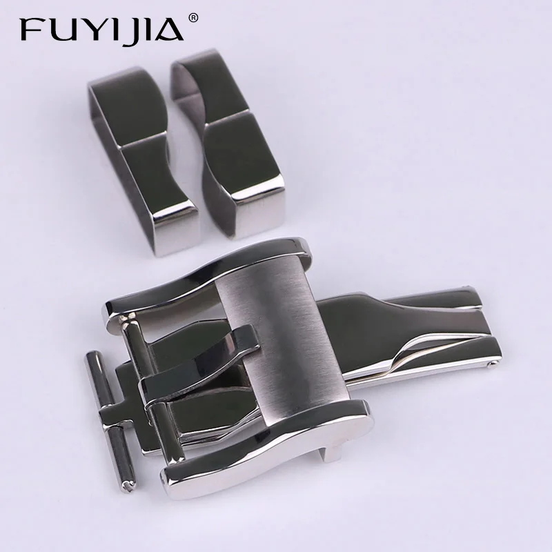 FUYIJIA New B-reguet Leather Strap Butterfly Buckle 18mm Folding Buckle 16mm Pin Buckle 316 Stainless Steel Brushed Watch Buckle