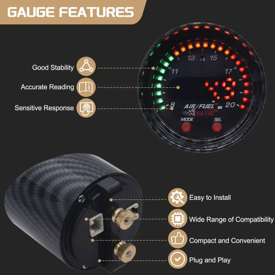 X-Series Air Fuel Ratio Gauge 30-0300 X-Series Wideband UEGO Sensor 52mm AFR Gauge Set